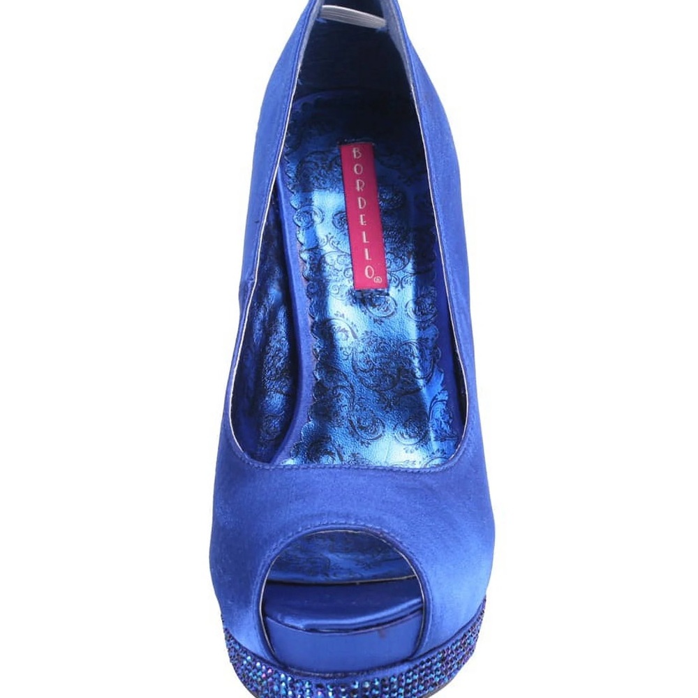 Pleaser Royal Blue Rhinestone Heels so Comfy and Sturdy to Stand and dance in - Picture 2 of 10